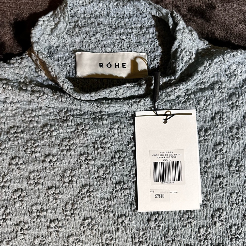 ROHE Pien Eyelet Lace Turtleneck - Soft Blue. Rare - Picture 3 of 5